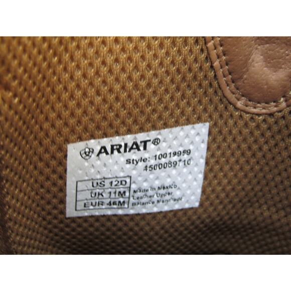 EUC Ariat Mens Sz 12 D Brown Suede Camo American Flag Cowboy Square Toe Boot